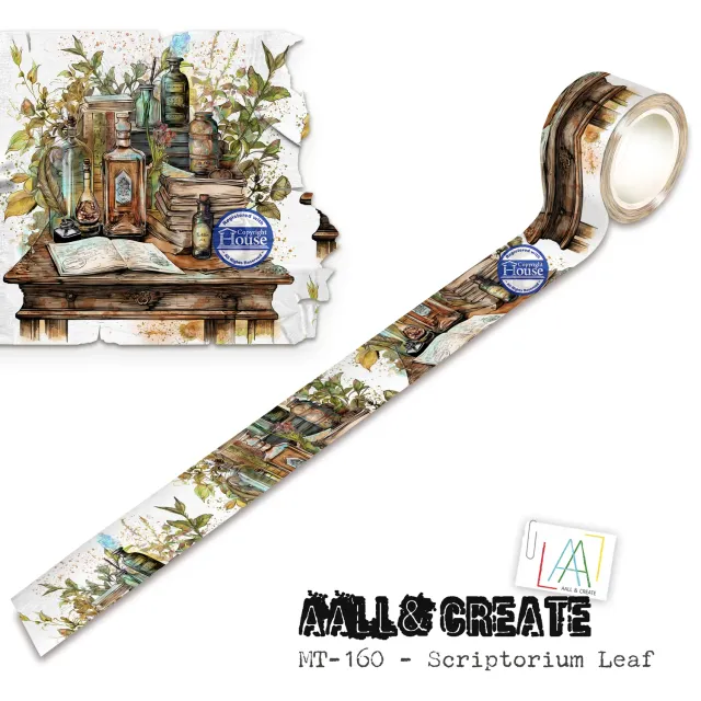 AALL and Create Layer-It-Up MT-160 Scriptorium Leaf Washi Tape 25mm Blatt