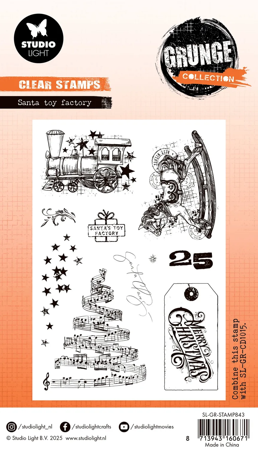 Studio Light Grunge Santa toy factory Clear Stamp Weihnachten