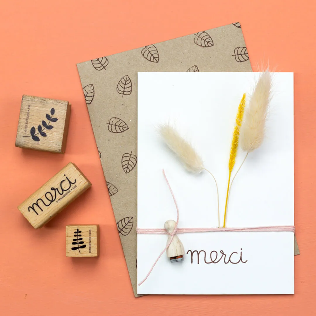 Perlenfischer Merci Stempel 11 x 43 mm Schriftzug