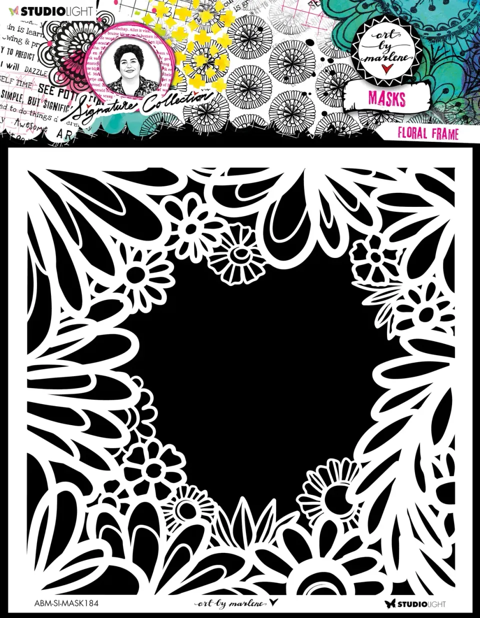 Art by Marlene Signature Floral Frame Mask Schablone 203mm