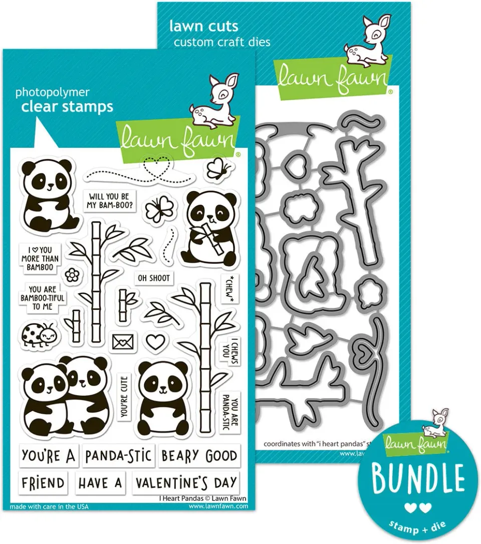 Lawn Fawn I Heart Pandas Bundle Stempel+Stanzen