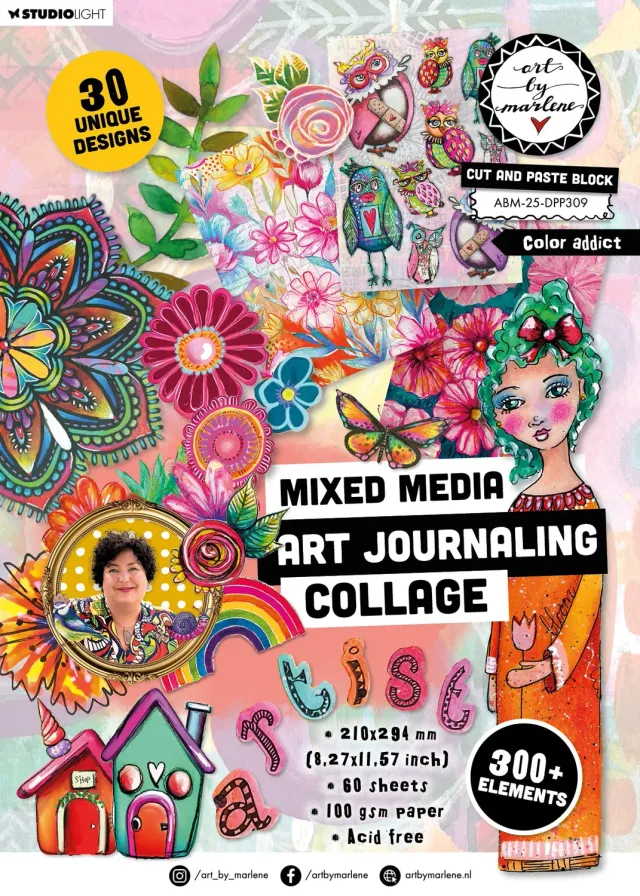Art by Marlene Color Addict Cut Paste Papierblock Collage 60 Blatt