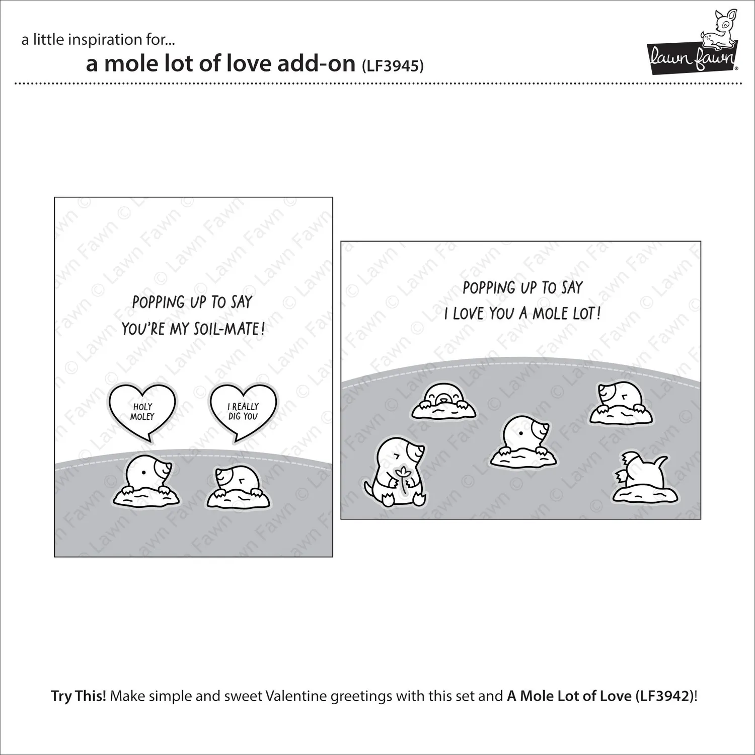 Lawn Fawn A Mole Lot of Love Add-On Stempel Valentinstag