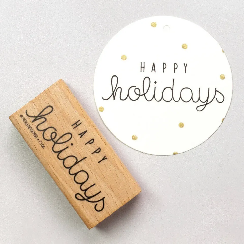 Perlenfischer Happy Holidays Stempel 26x65 mm