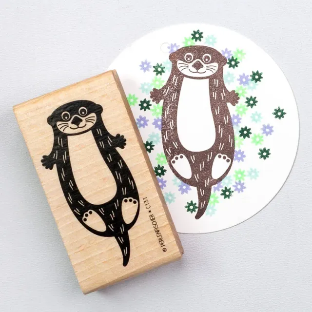 Perlenfischer Otter Stempel 32x62 mm Holz