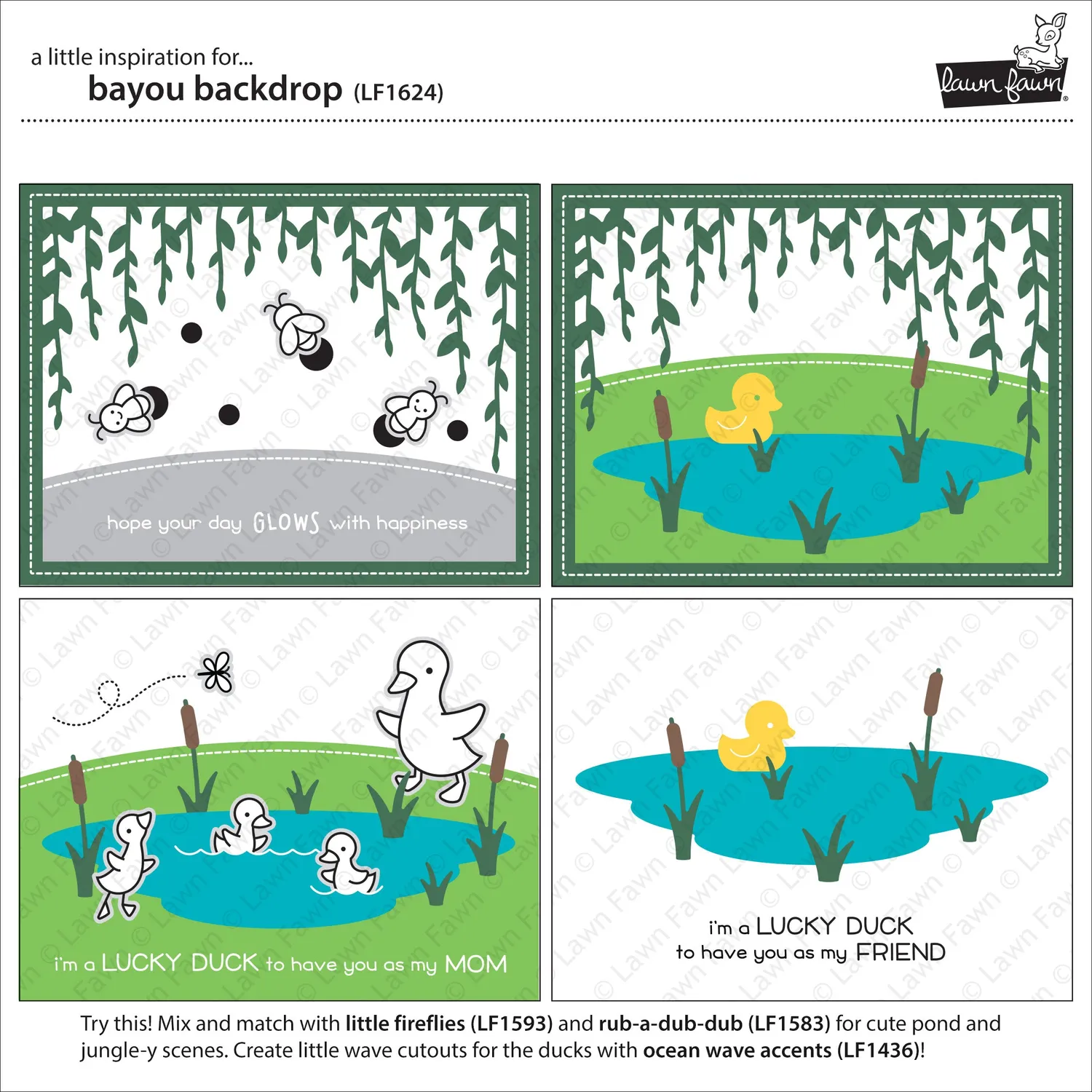Lawn Fawn Bayou Backdrop Stanze Teich Kulisse