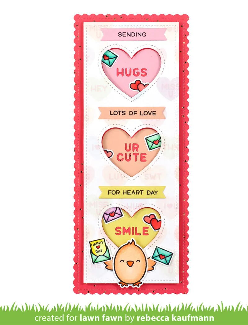 Lawn Fawn Scalloped Slimline with Hearts Stanze Portrait