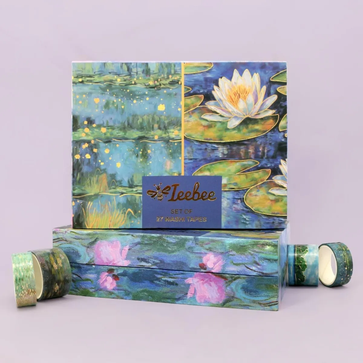 Ieebee Monet Washi Tape Set 27 Rollen Seerosen Goldfolie