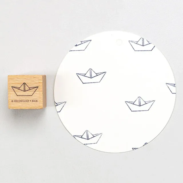 Perlenfischer Papierschiff Stempel 9x19 mm maritim