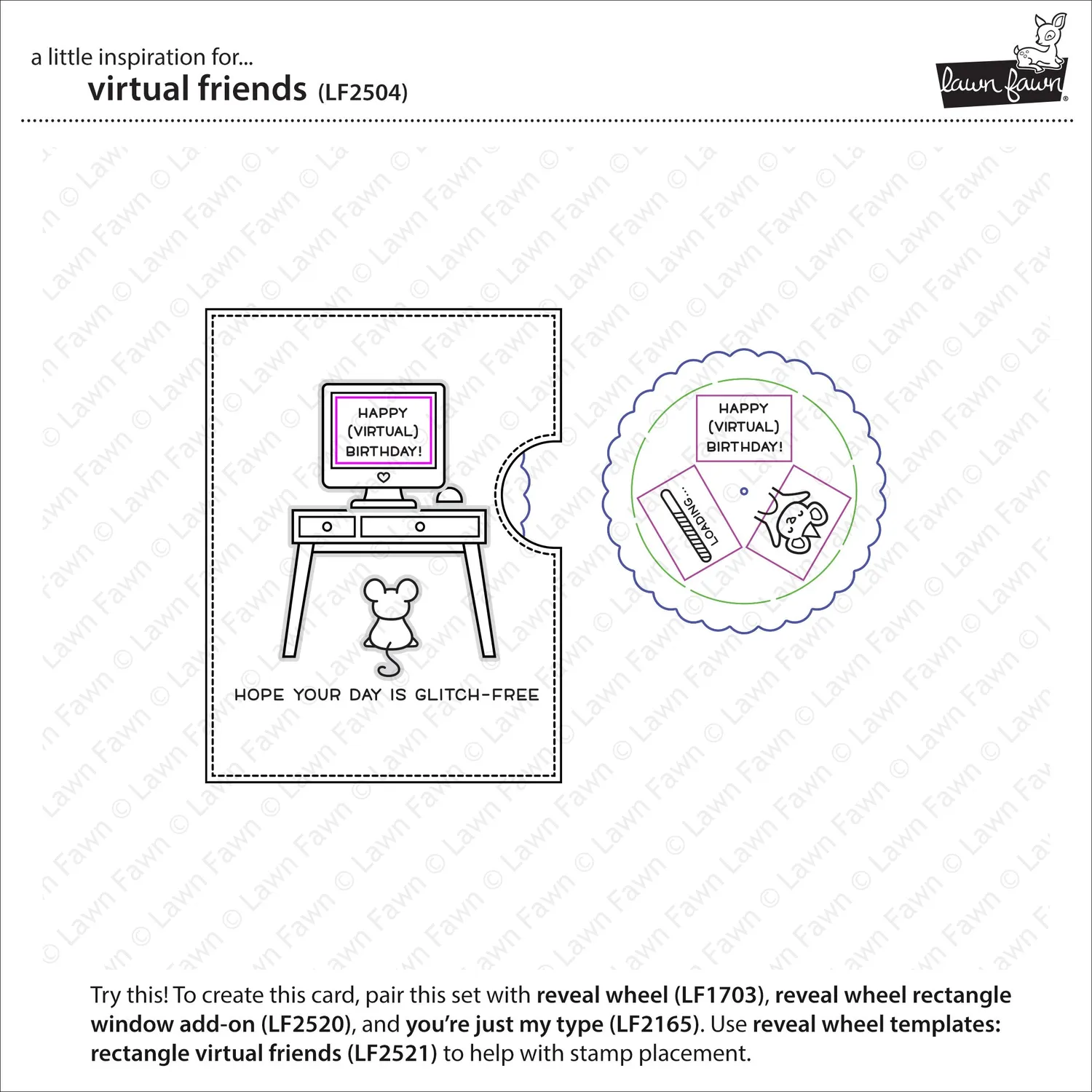Lawn Fawn Virtual Friends Stempelset Computer
