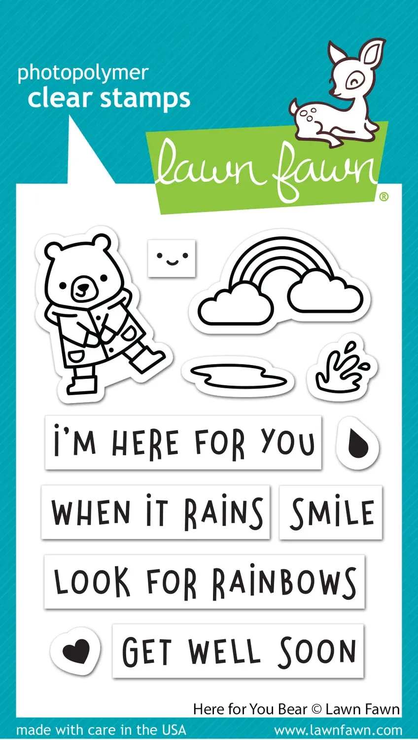 Lawn Fawn Here for You Bear Stempelset Regenbogen