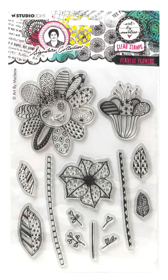 Art by Marlene Signature Playful flowers Clear Stamp 153x265mm