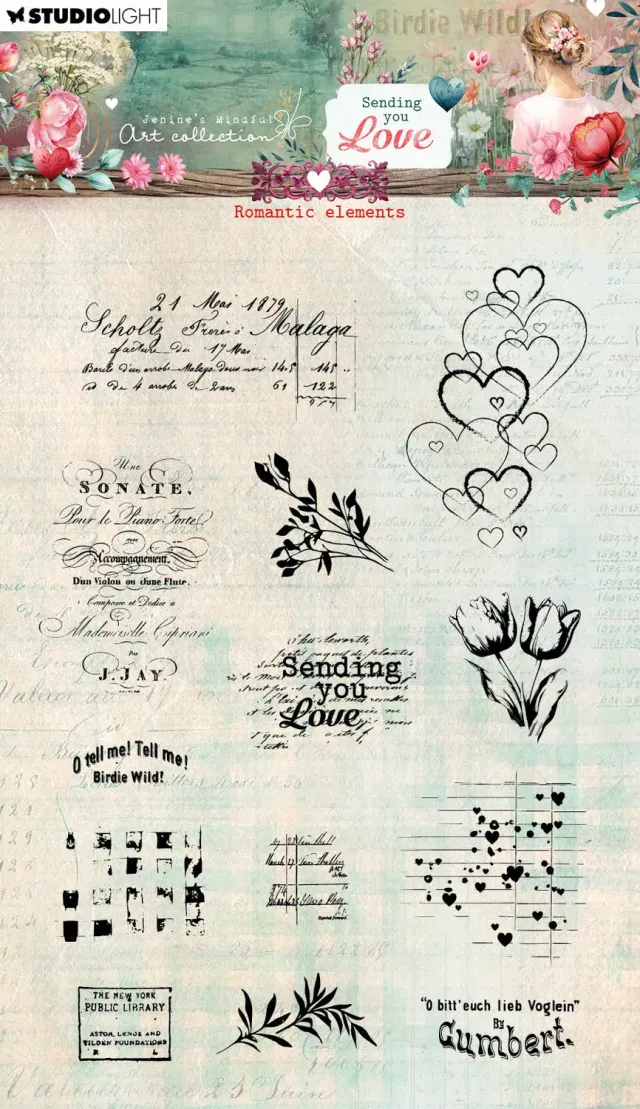 Jenine's Mindful Art Sending You Love Clear Stempel Romantik