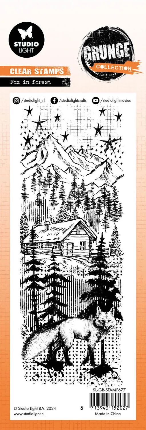 StudioLight Grunge Stempel Fox in Forest 72x197 mm