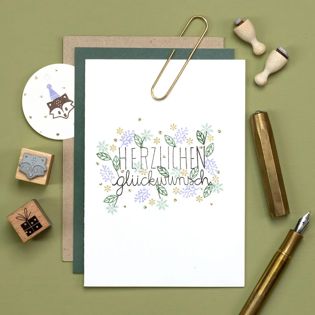 Perlenfischer Herzlichen Glückwunsch Stempel 32x65 mm