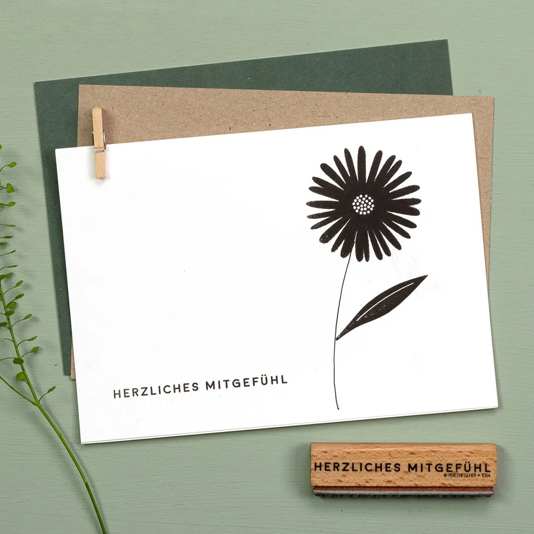Perlenfischer Herzliches Mitgefühl Stempel 4x62 mm Text