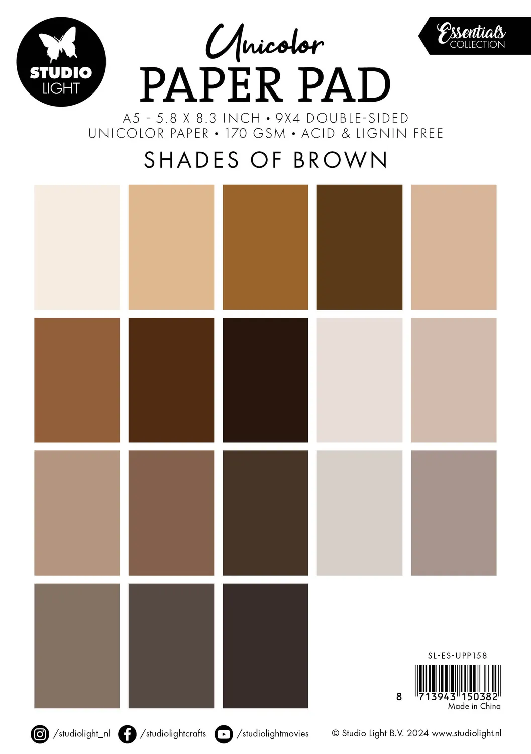 Studio Light Essentials Unicolor Paper Pad Shades of brown A5
