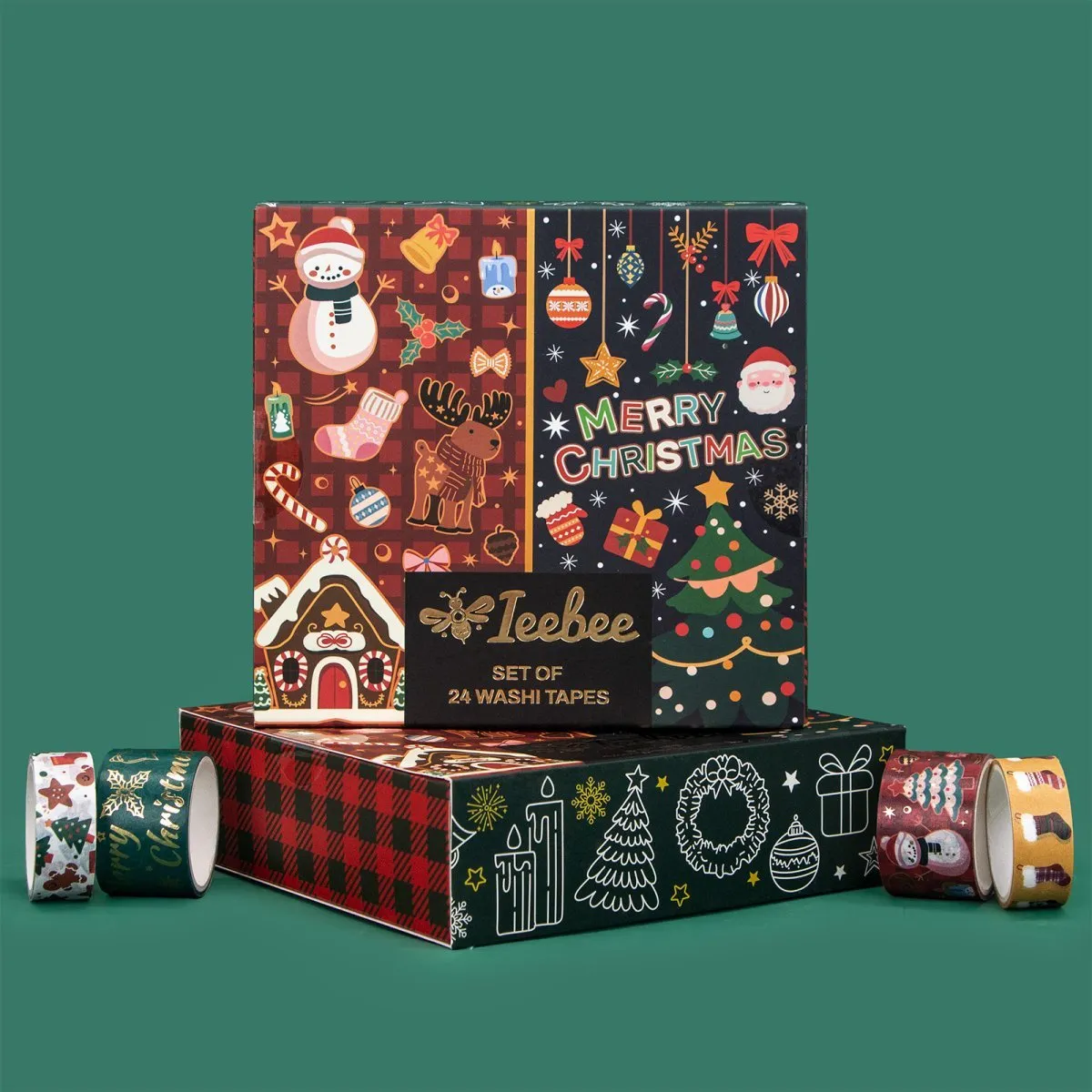 Ieebee Gold Foil Christmas Washi Tape Set 24 Rollen