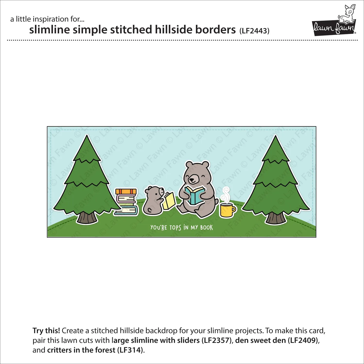 Lawn Fawn Slimline Simple Stitched Hillside Borders Stanzen genäht