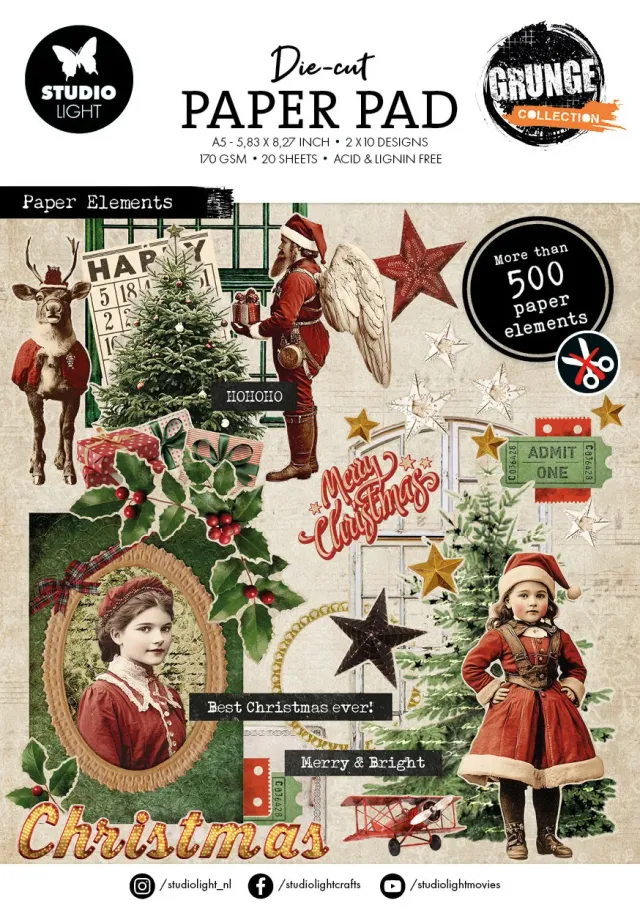 StudioLight Grunge Designer Paper Pad Papierelemente 20 Blatt