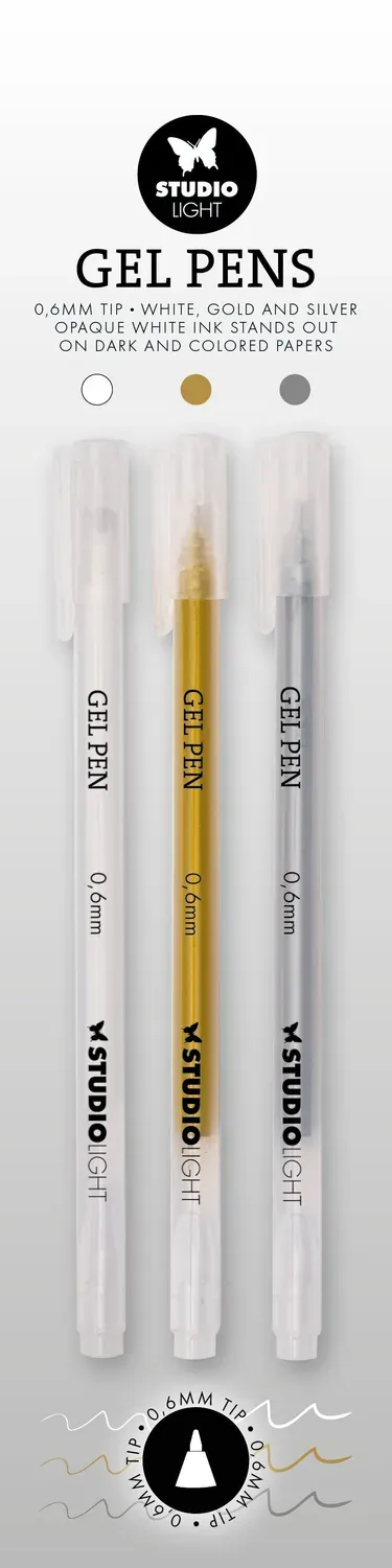 StudioLight Essentials Gel Pens weiß gold silber 0,6 mm 3 St