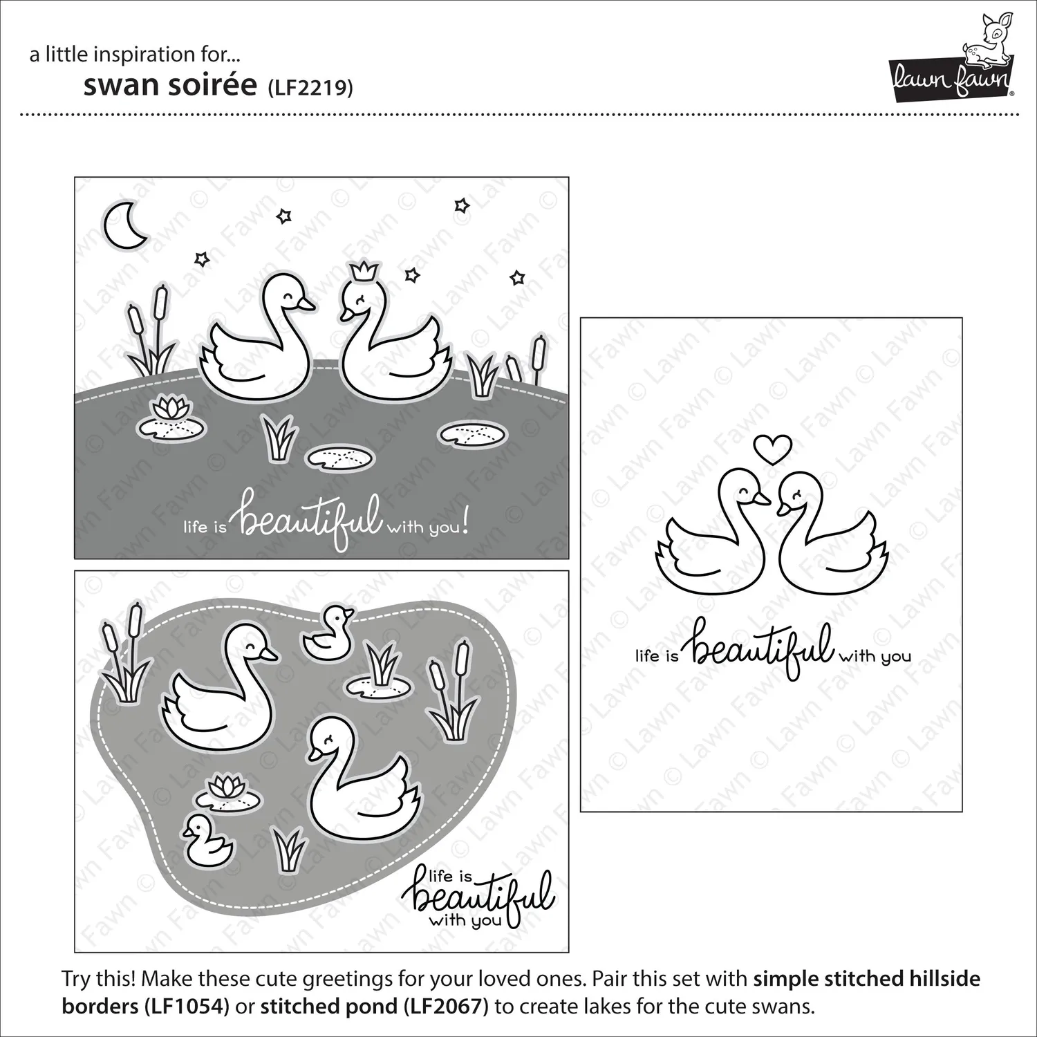Lawn Fawn Swan Soiree Stempelset Schwan Muttertag