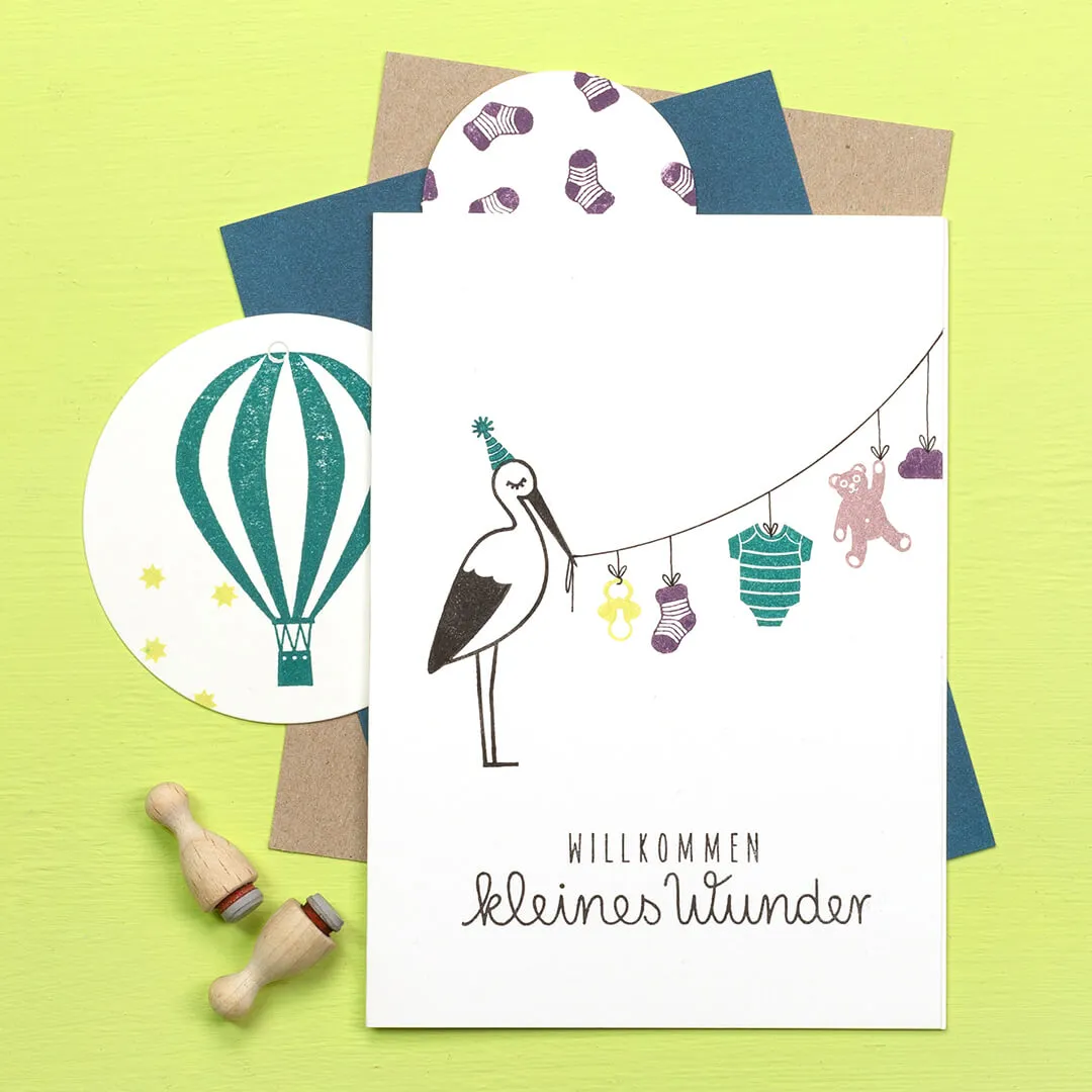 Perlenfischer Willkommen kleines Wunder Stempel 74x17mm