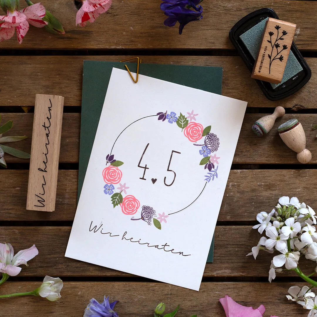 Perlenfischer Wir heiraten 2 Stempel 8x79 mm Holz