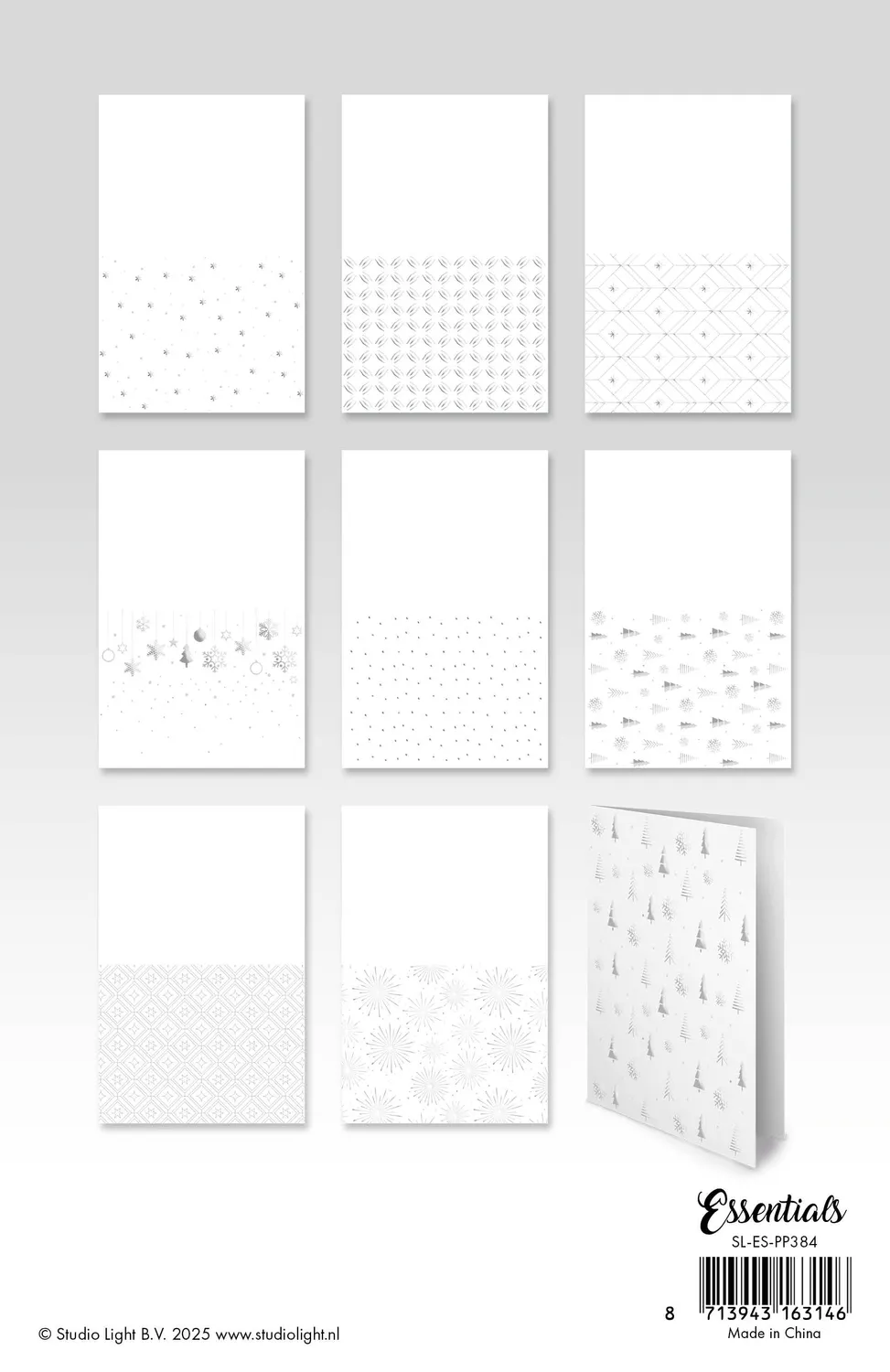StudioLight Essentials Foiled Cards Silber 24 Blatt Muster