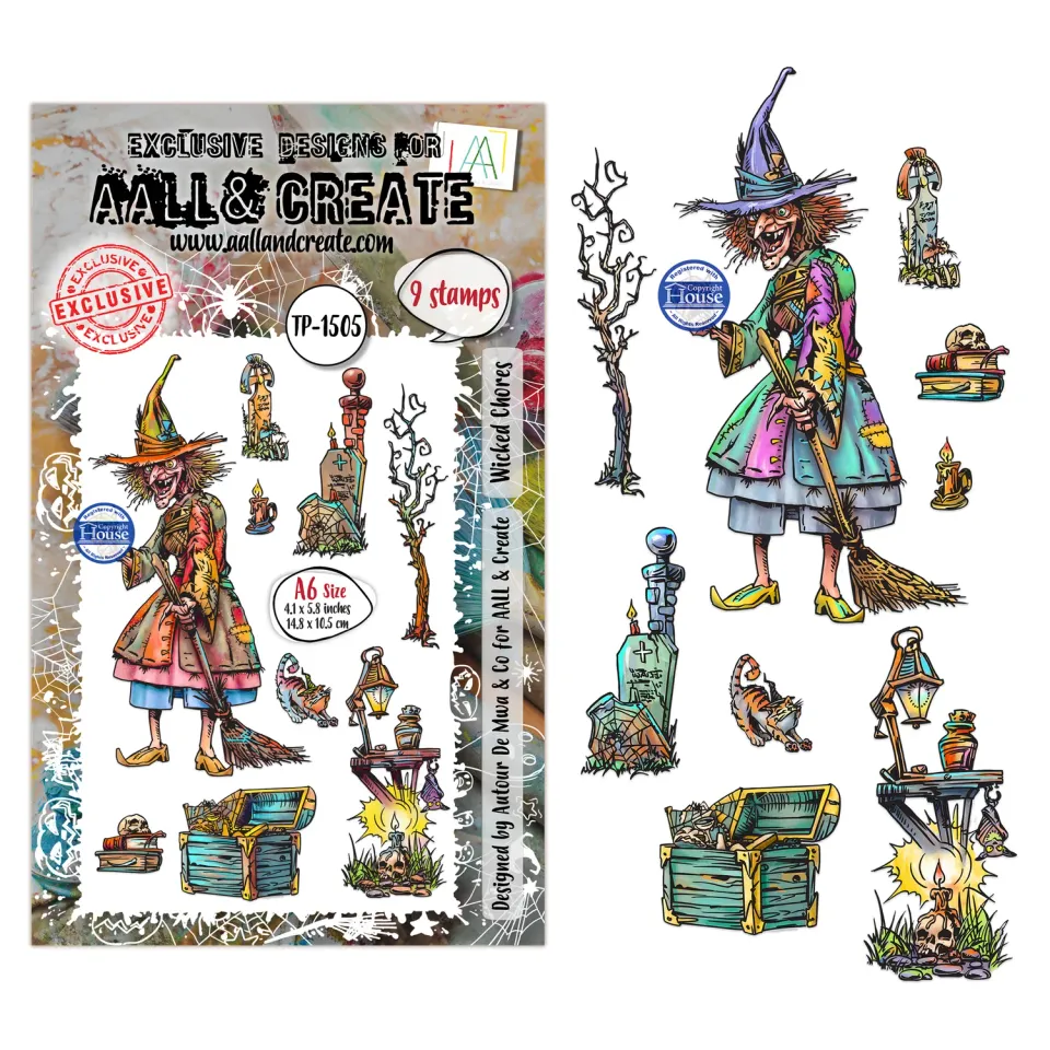 AALL and Create TP-1505 Wicked Chores Stempel A6 Halloween