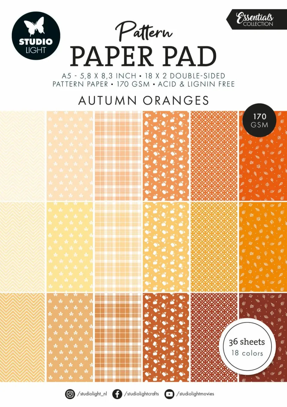 Studio Light Essentials Paper Pad Shades of orange A5 36 Blatt