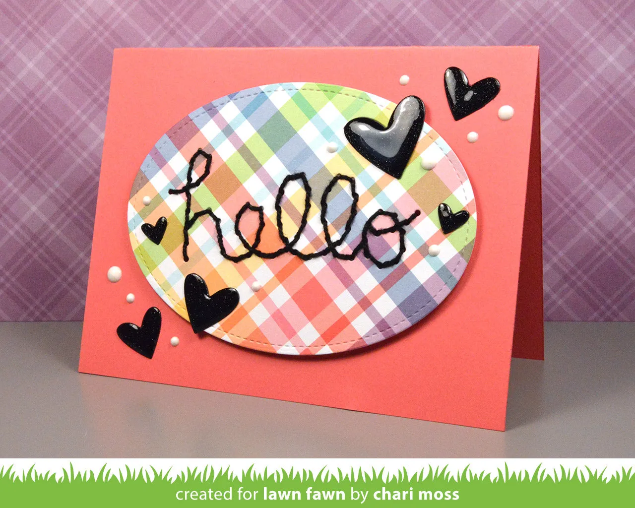 Lawn Fawn Embroidered Hello Stanze Stickschriftzug