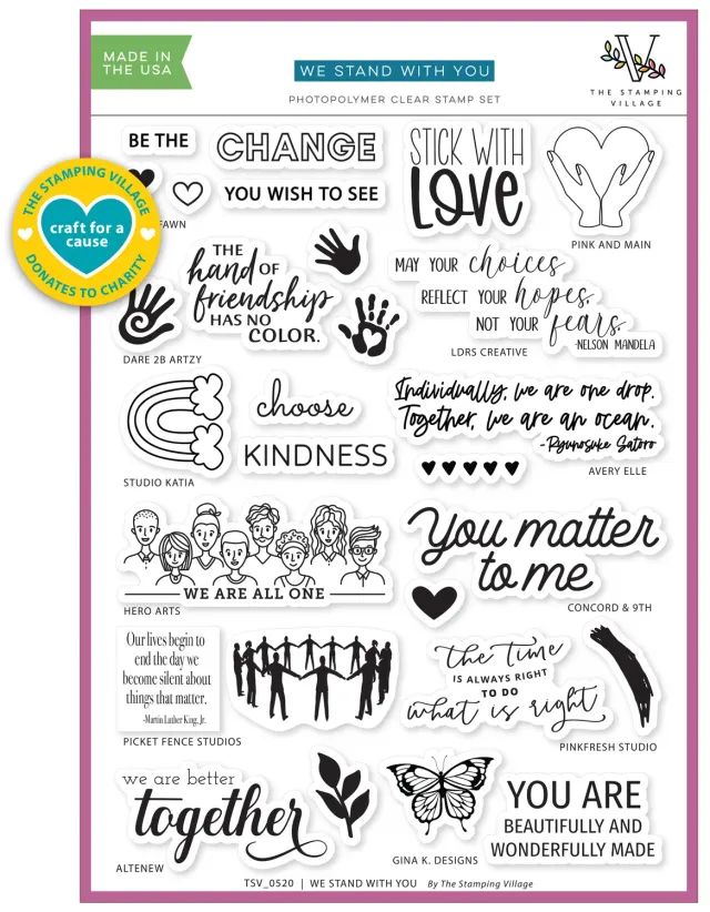 Lawn Fawn We Stand With You Stempelset mit Regenbogen