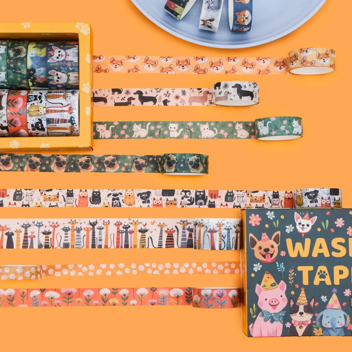 Ieebee Kawaii Washi Tape Set 14 Rollen Herz Tiere