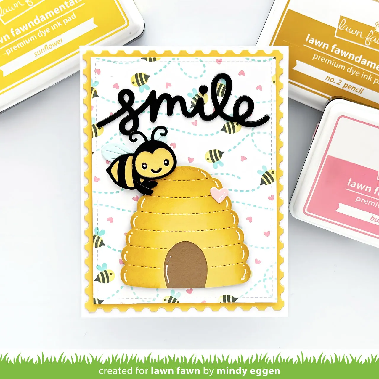 Lawn Fawn Bee Happy Schablonen Hintergrund 4-teilig Bienen