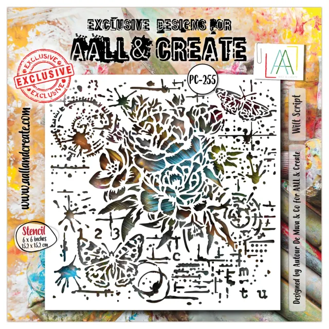 AALL and Create PC-255 Wilt Script Schablone 15x15cm Schrift