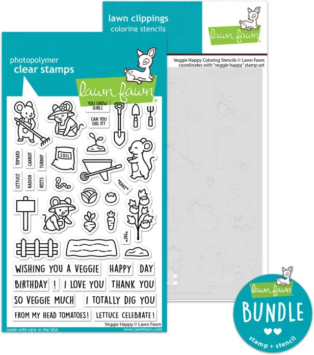 Lawn Fawn Veggie Happy Stempel + Schablonen Bundle Mäuse