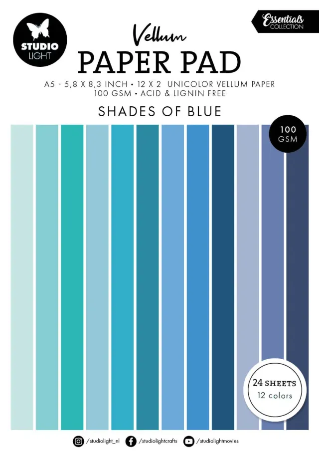 StudioLight Essentials Vellum Block Shades of Blue A5 36 Blatt