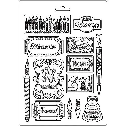 Stamperia Kalligraphie K3PTA481 Silikonform A4 Tinte Etiketten