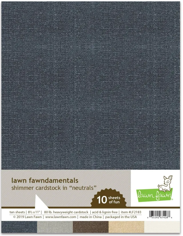 Lawn Fawn Shimmer Neutrals LF2183 Cardstock 10 Blatt 5 Farben