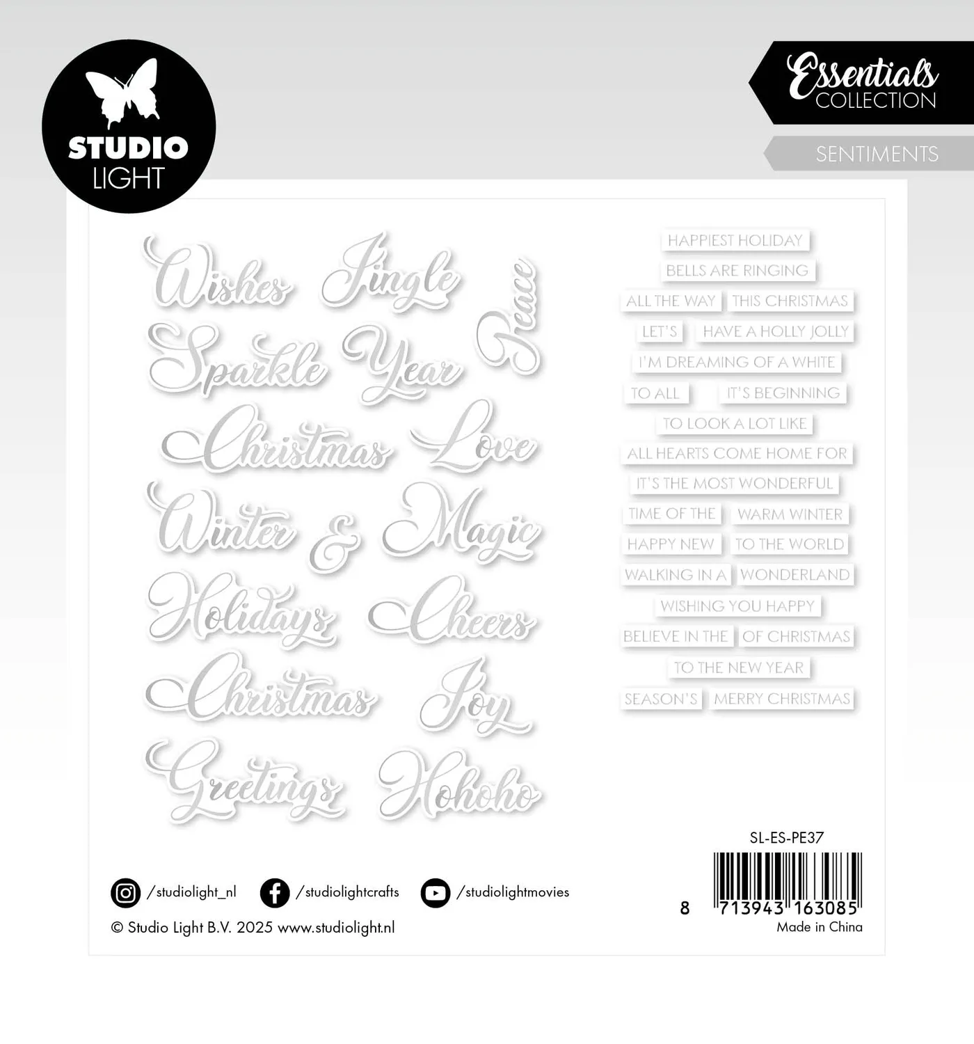 StudioLight Essentials Silver Sentiments Papierelemente 40 Teile silber