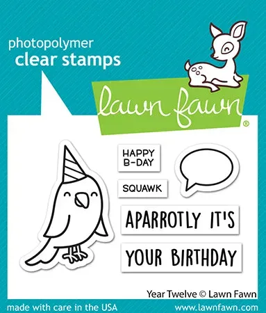 Lawn Fawn Year Twelve Stempelset Papagei Geburtstag