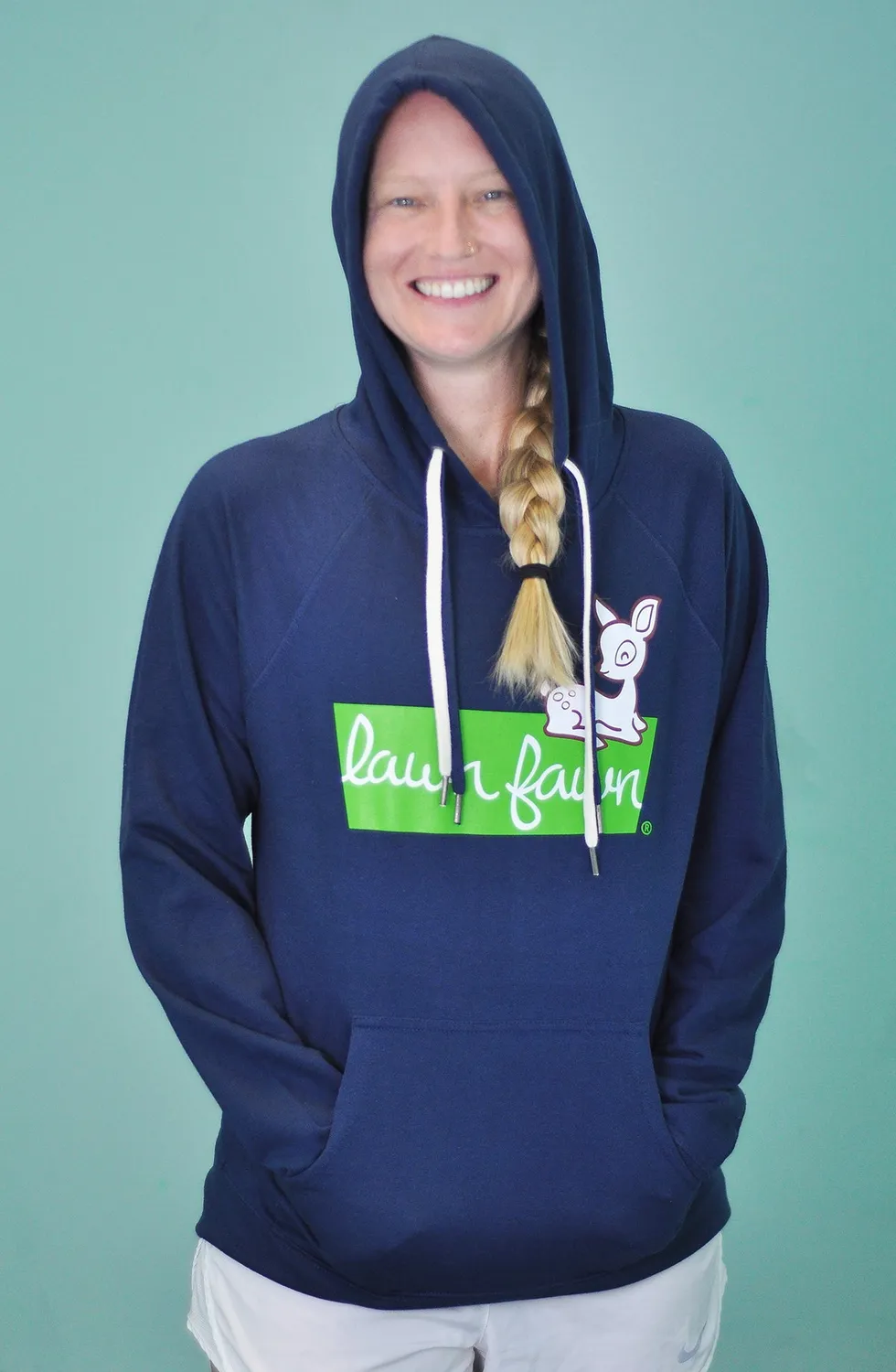Lawn Fawn Pullover Hoodie Large Indigo Fleece