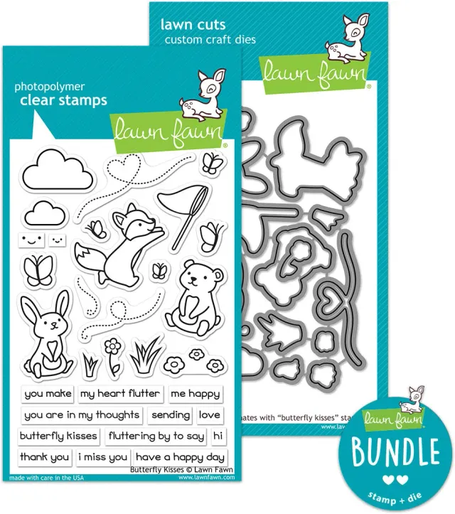 Lawn Fawn Butterfly Kisses Stempel Stanzen Set Schmetterling