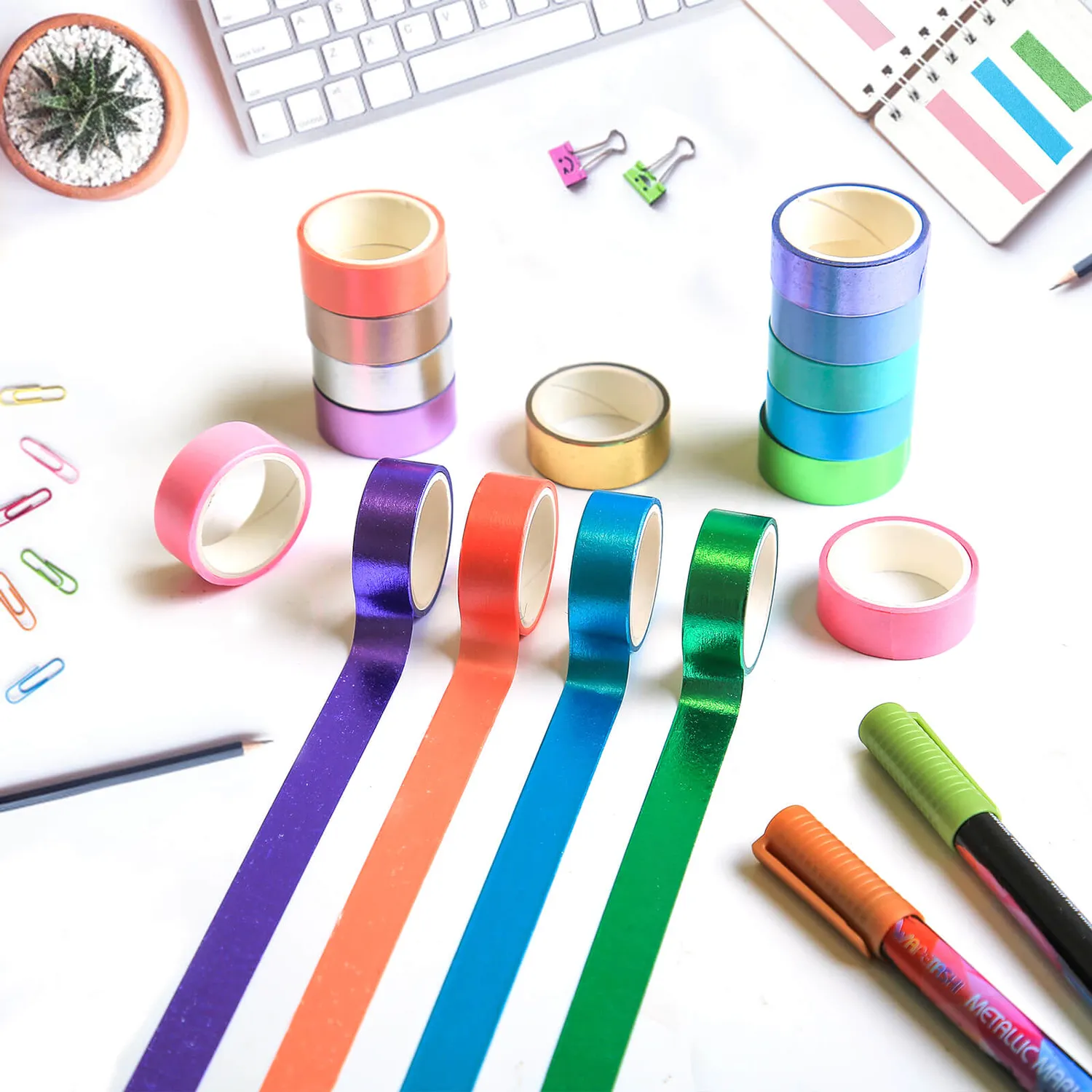 Ieebee Metallic Washi Tape 16 Rollen Perlglanz