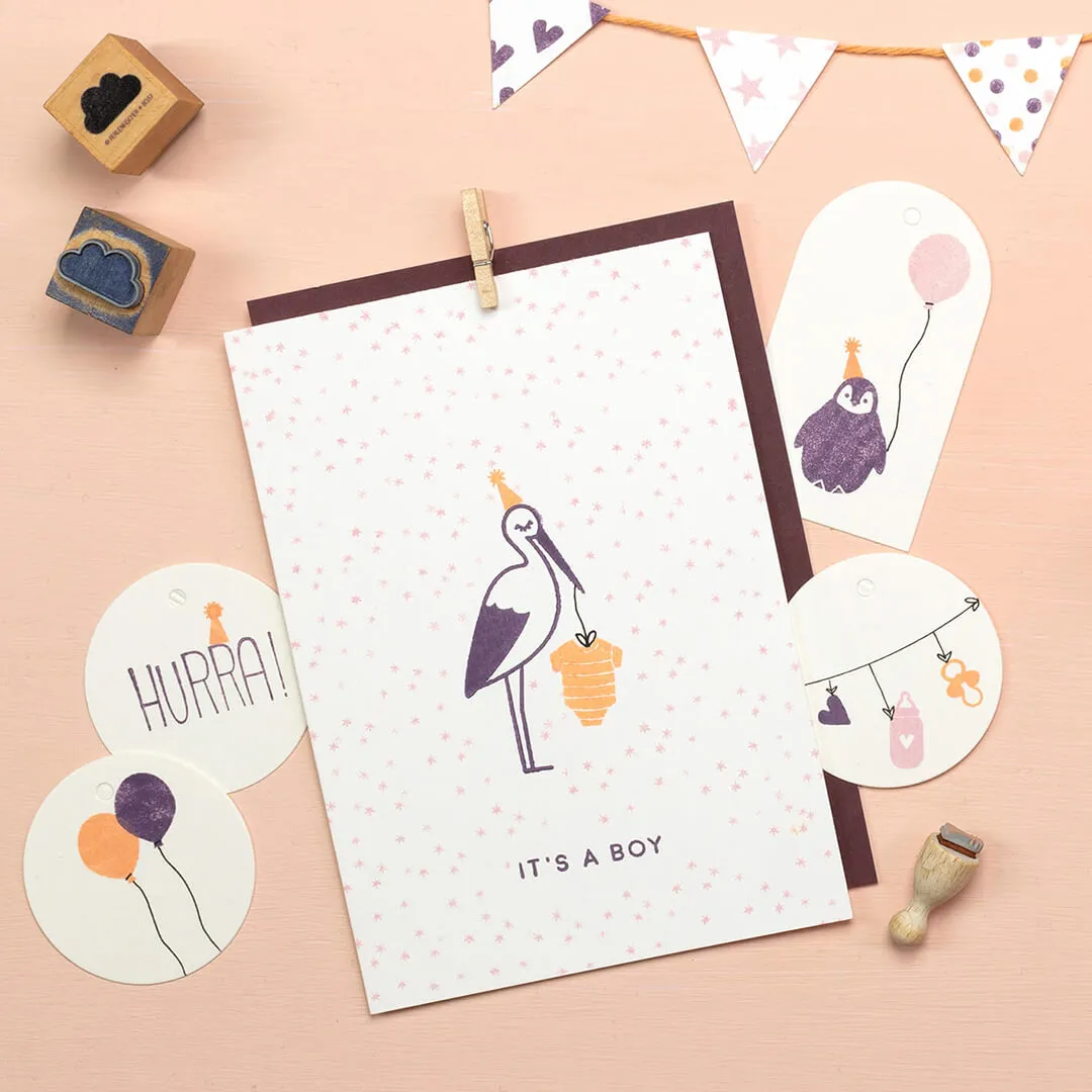 Perlenfischer It's a boy Stempel 4 x 31 mm Geburt