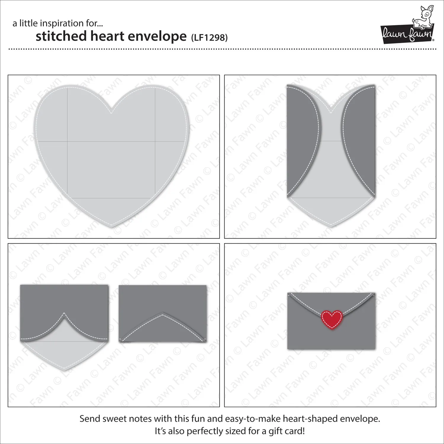 Lawn Fawn Stitched Heart Envelope Stanzschablone Herz