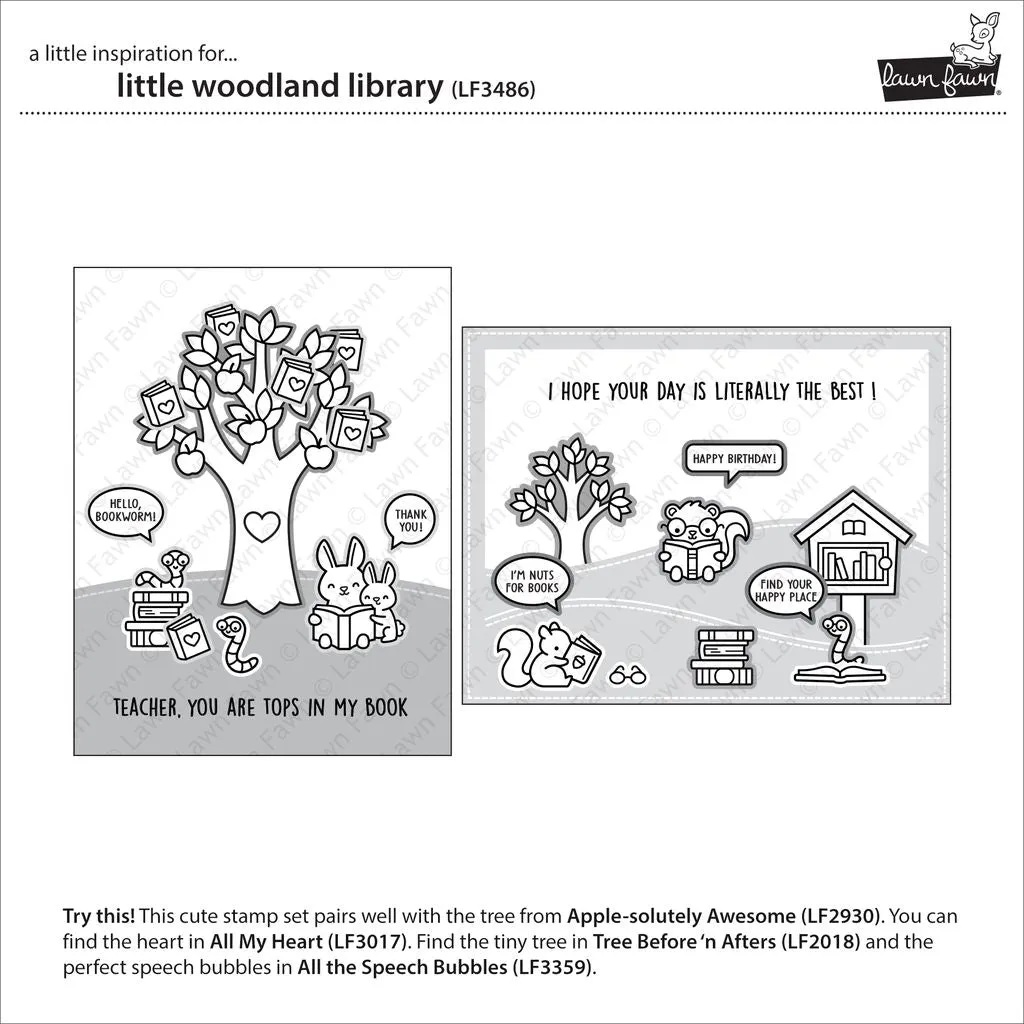 Lawn Fawn LF3486 Clear Stamps Waldbibliothek