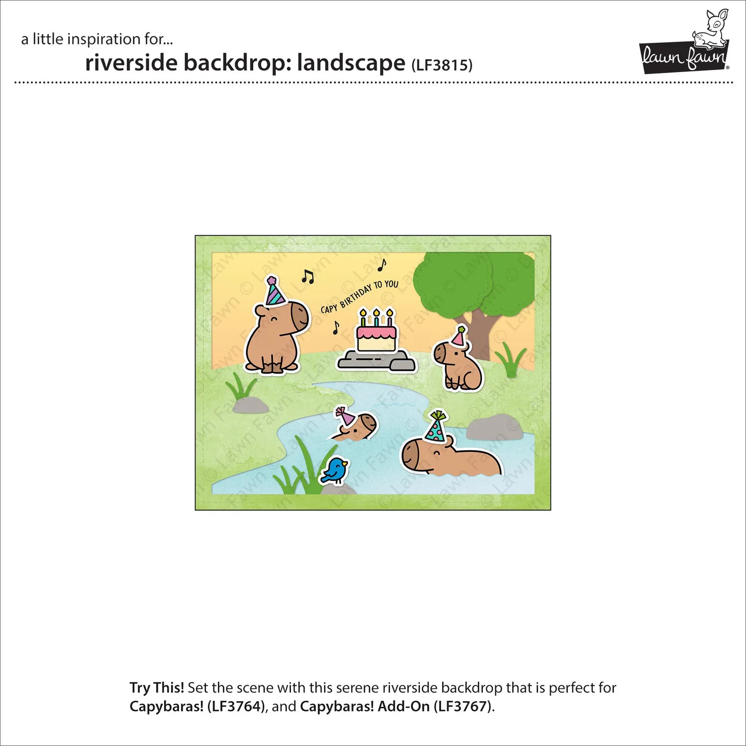 Lawn Fawn Riverside Backdrop Landscape Lawn Cuts Fluss