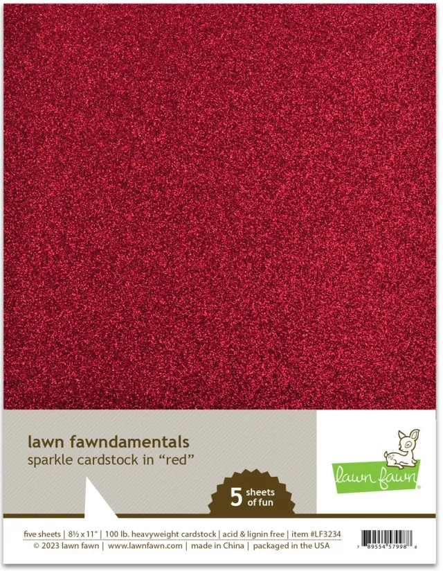 Lawn Fawn Sparkle Cardstock Glitzerpapier Rot 5 Blatt